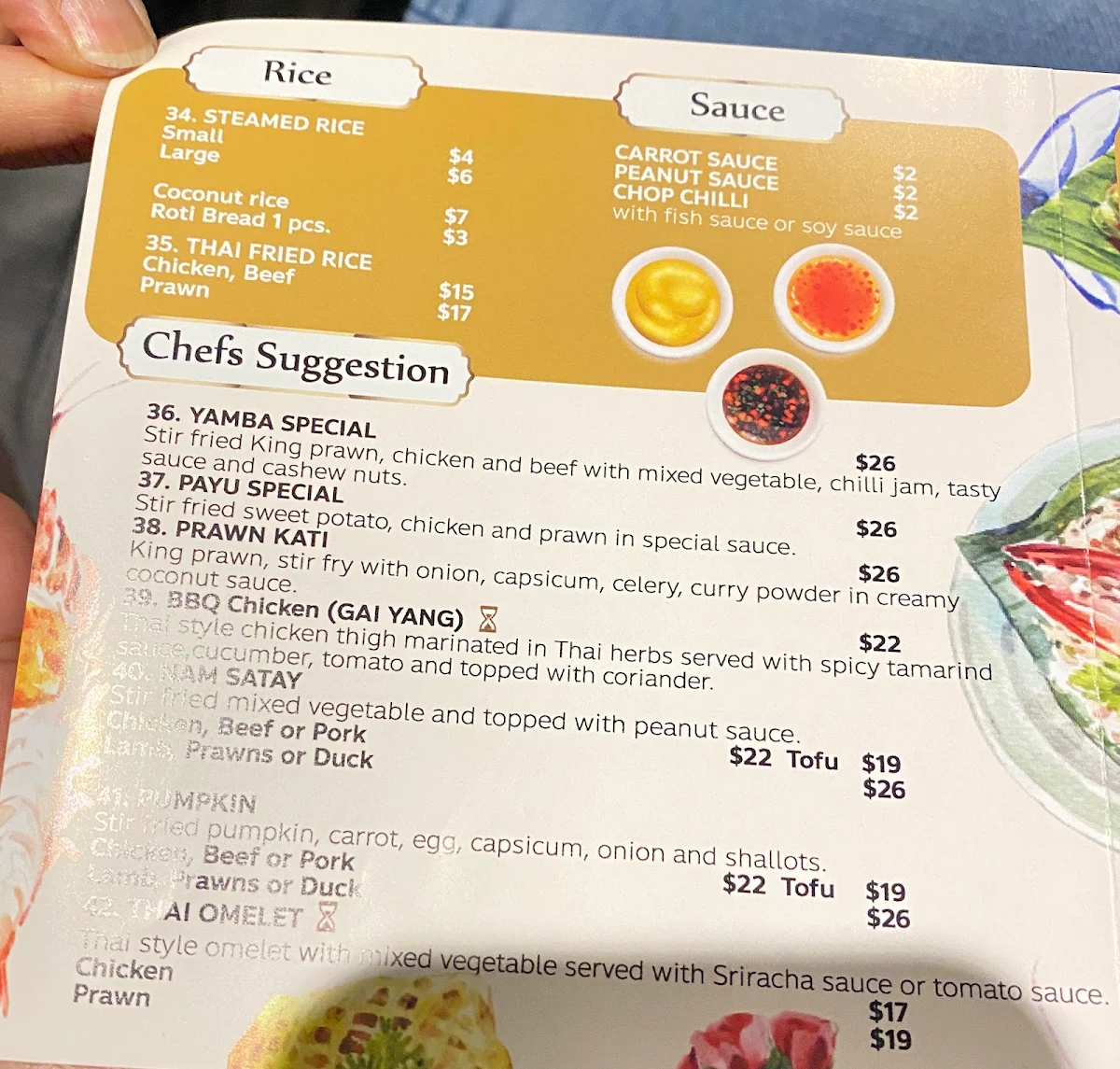 Menu, Thai Payu Restaurant