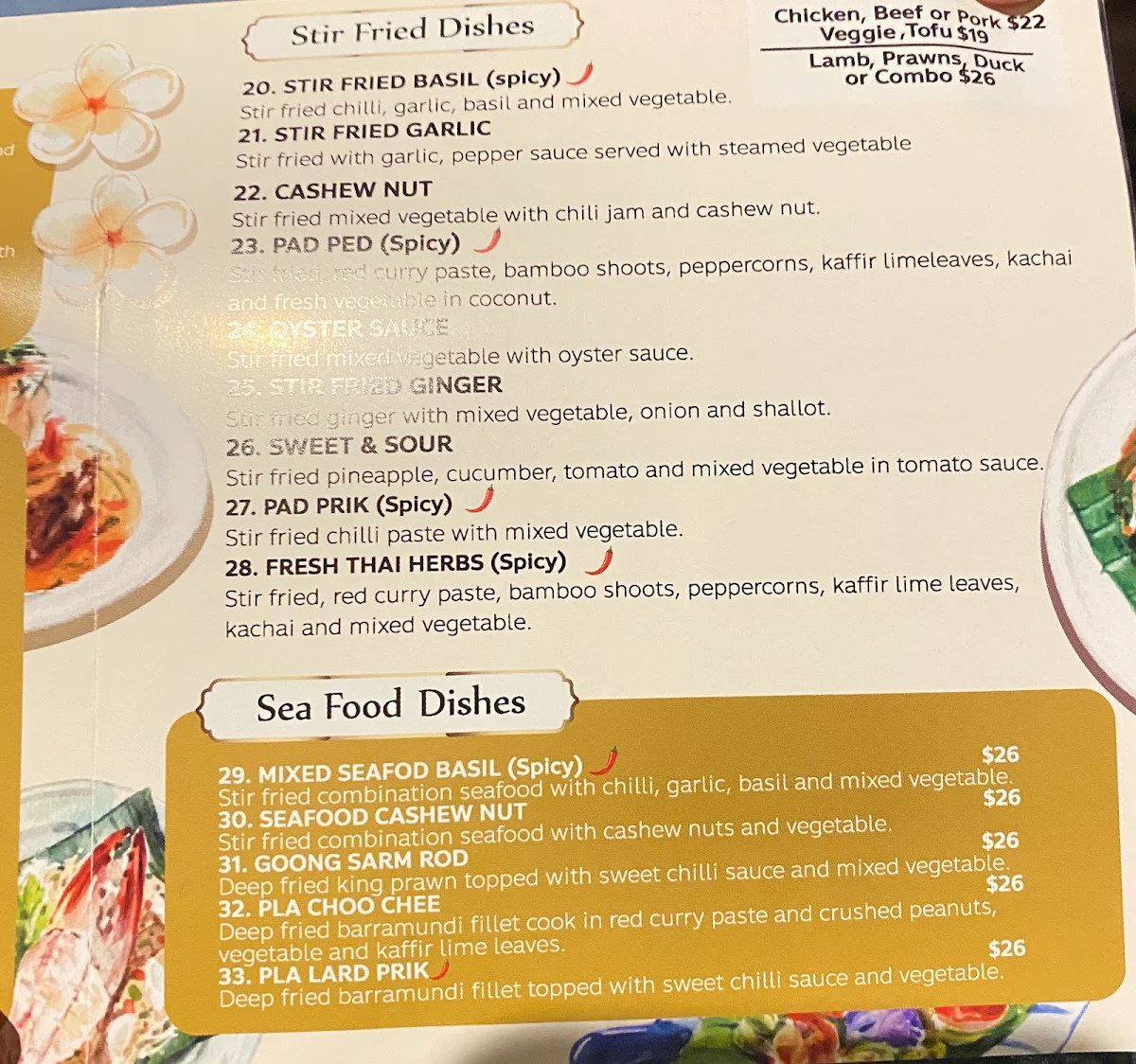Menu, Thai Payu Restaurant
