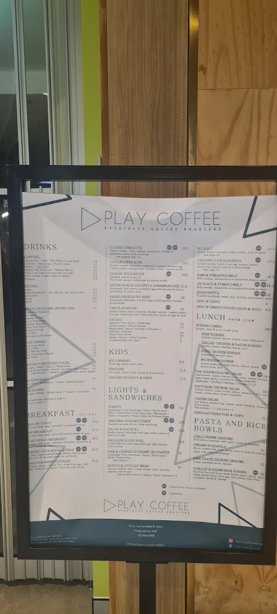 Menu, play coffee - Beecroft