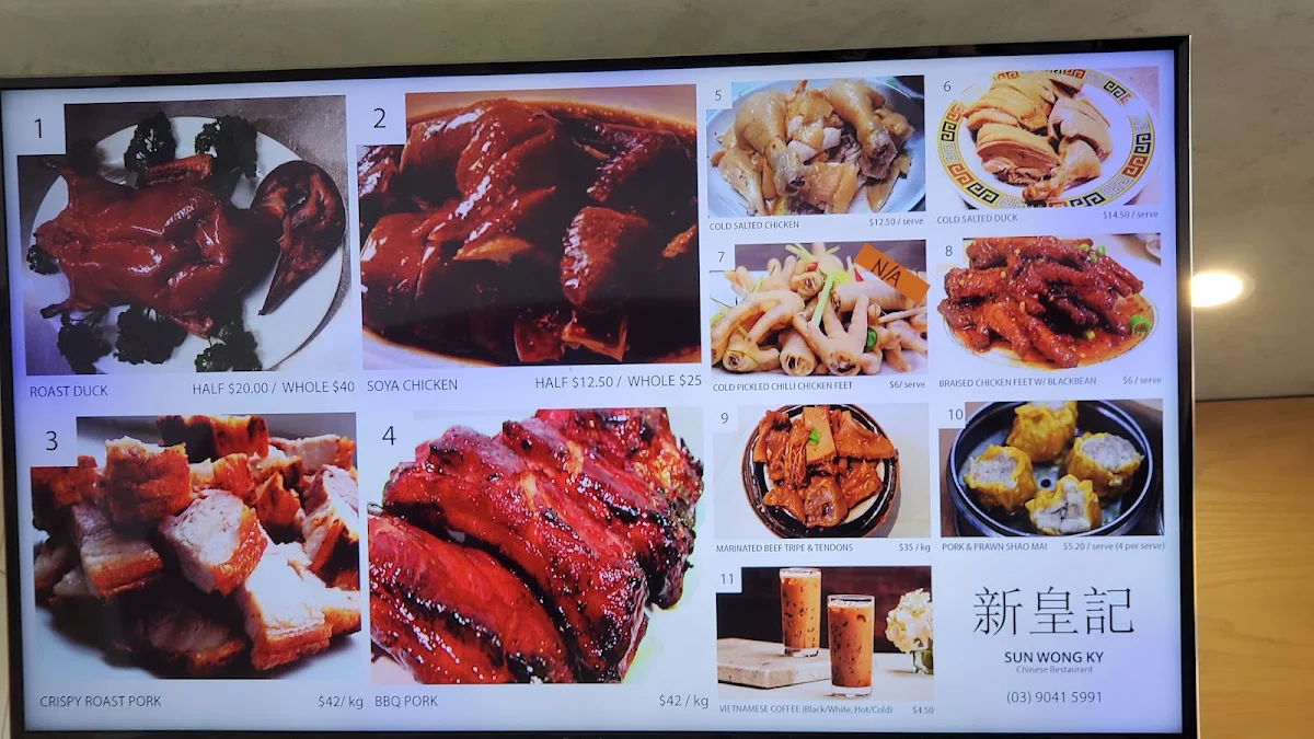 Menu, Sun Wong Ky