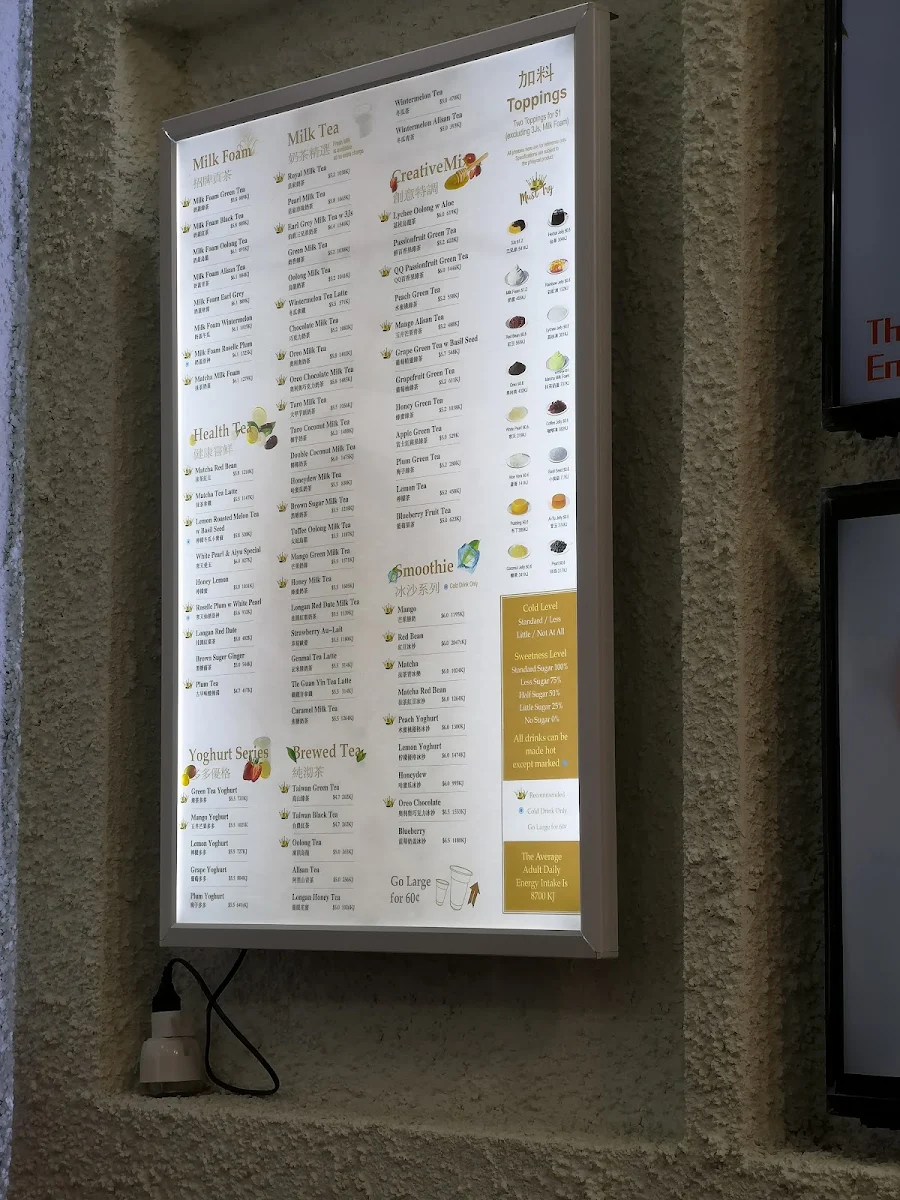 Menu, Gong Cha Clayton