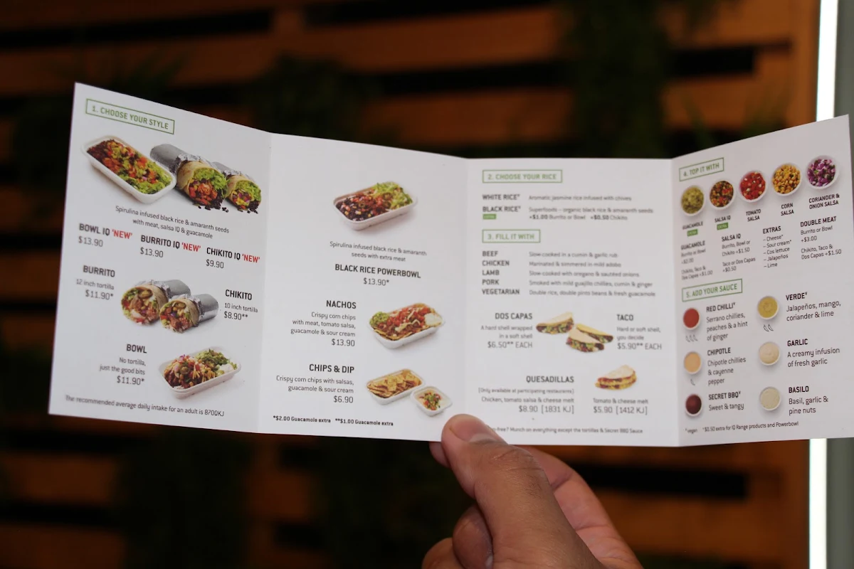 Menu, Zambrero Springwood