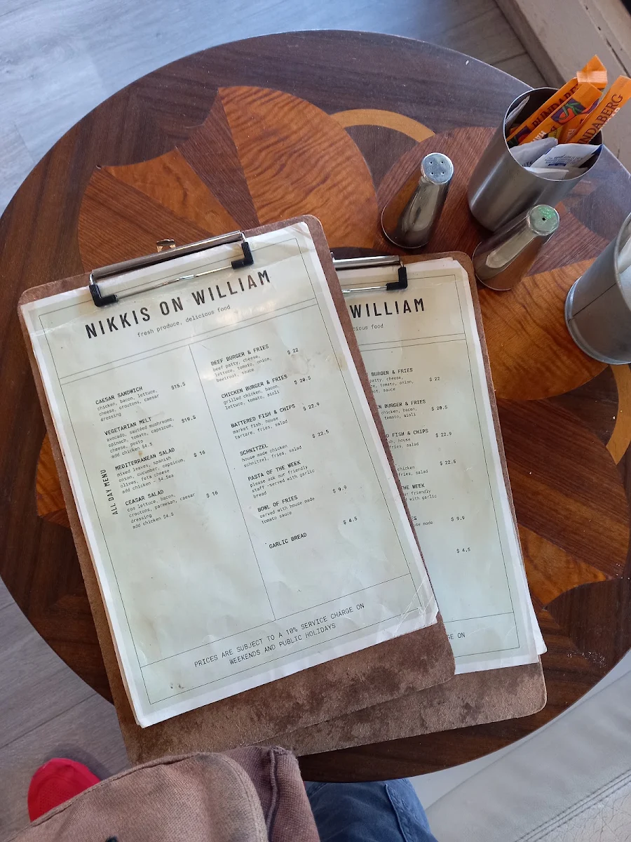 Menu, Nikki's Café On William