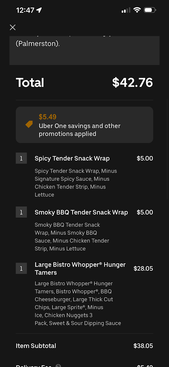 Menu, Hungry Jack's Burgers Palmerston