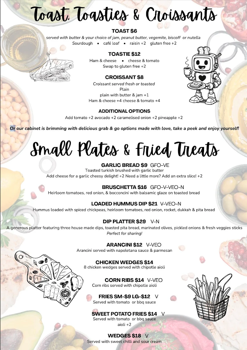 Menu, Zitto Golden Grove