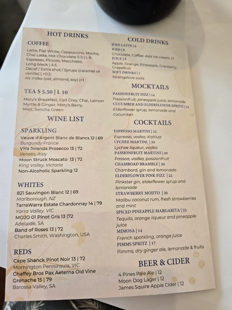 Menu, Mary Eats Cake - Brunswick