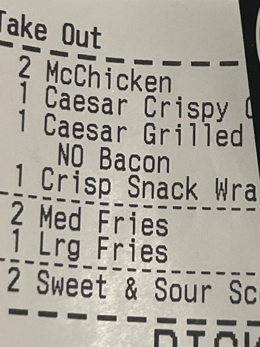 Menu, McDonald's Elsternwick