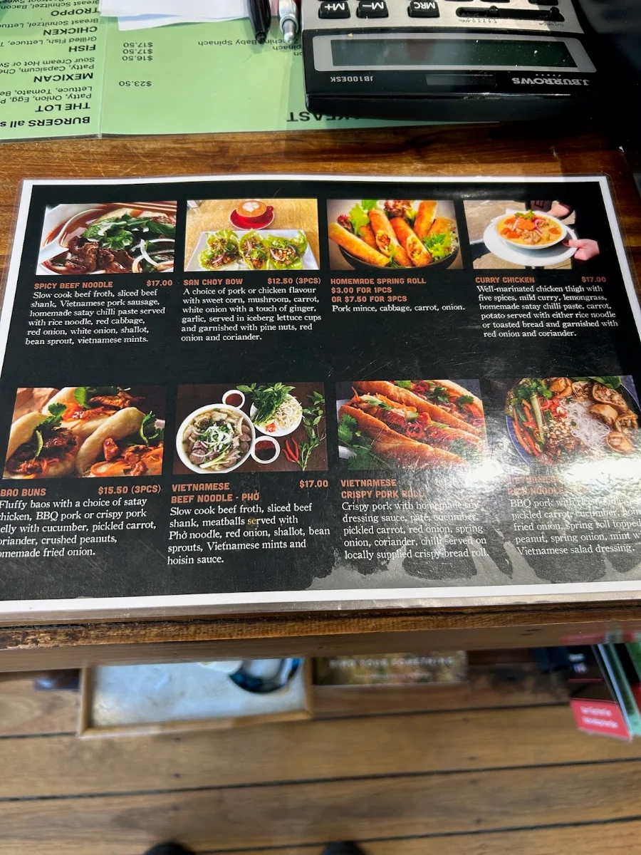 Menu, Warra Dam Bakery Cafe