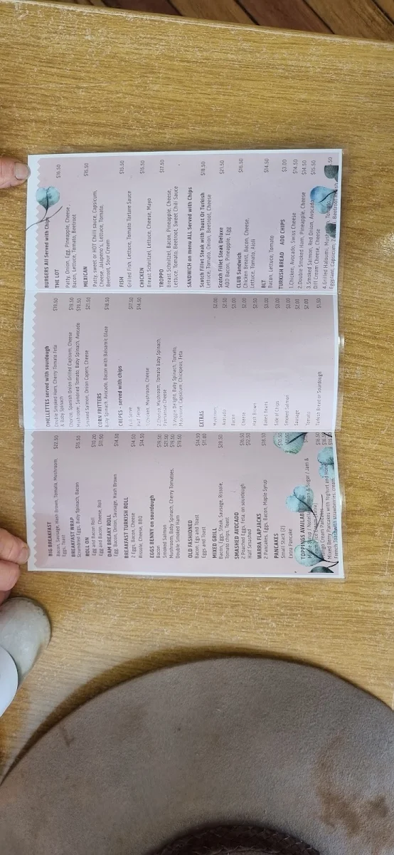 Menu, Warra Dam Bakery Cafe