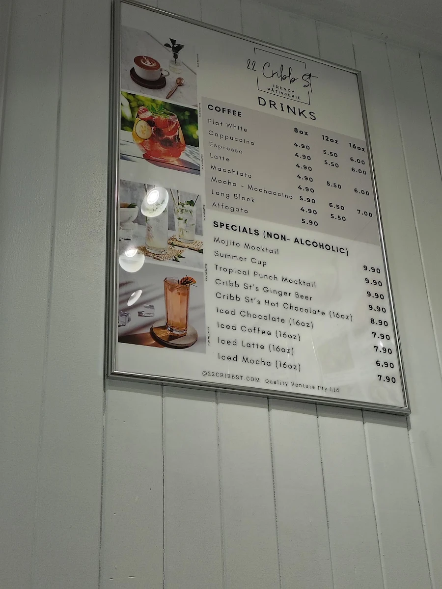 Menu, 22 Cribb St French Patisserie