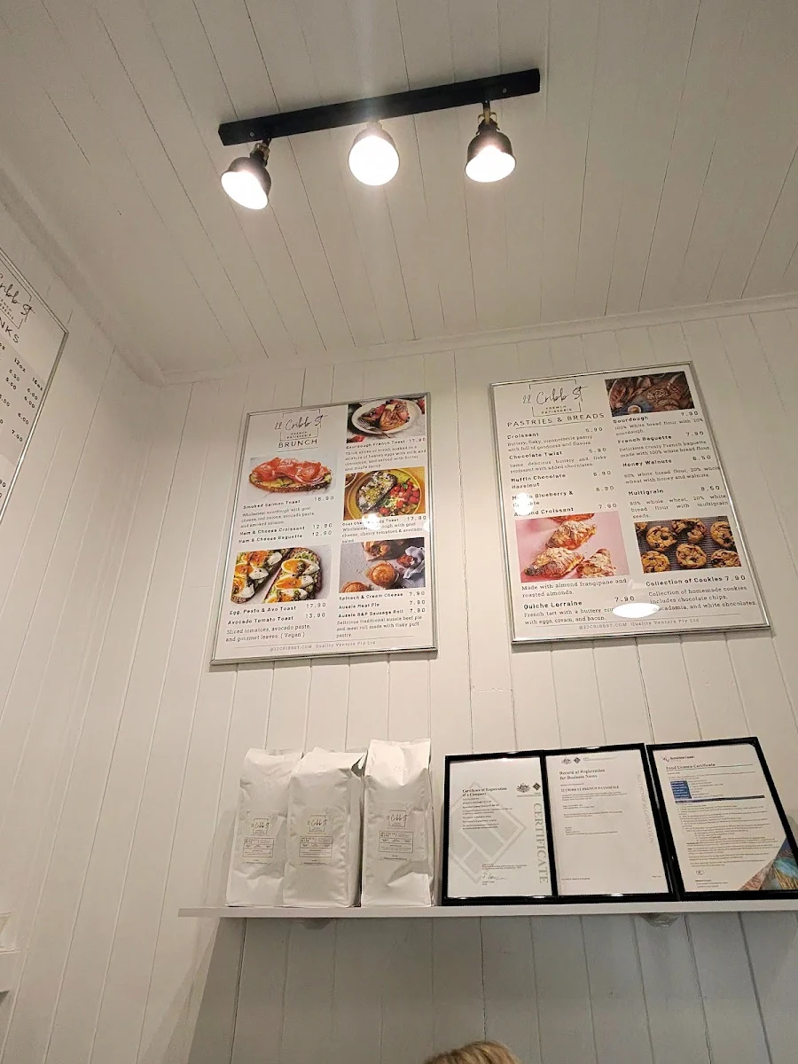 Menu, 22 Cribb St French Patisserie