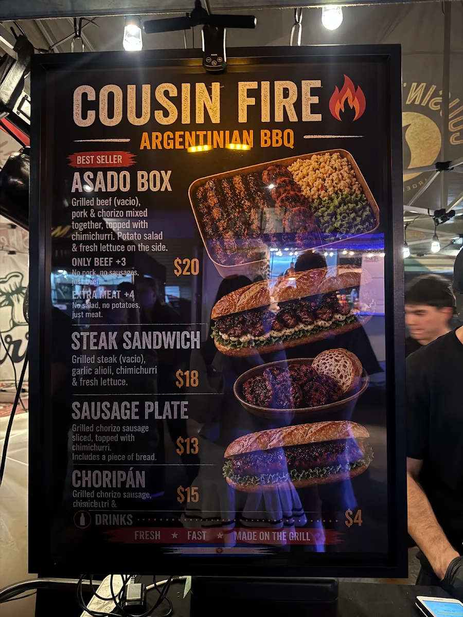 Menu, Cousins fire (ARGENTINIAN BBQ CATERING)