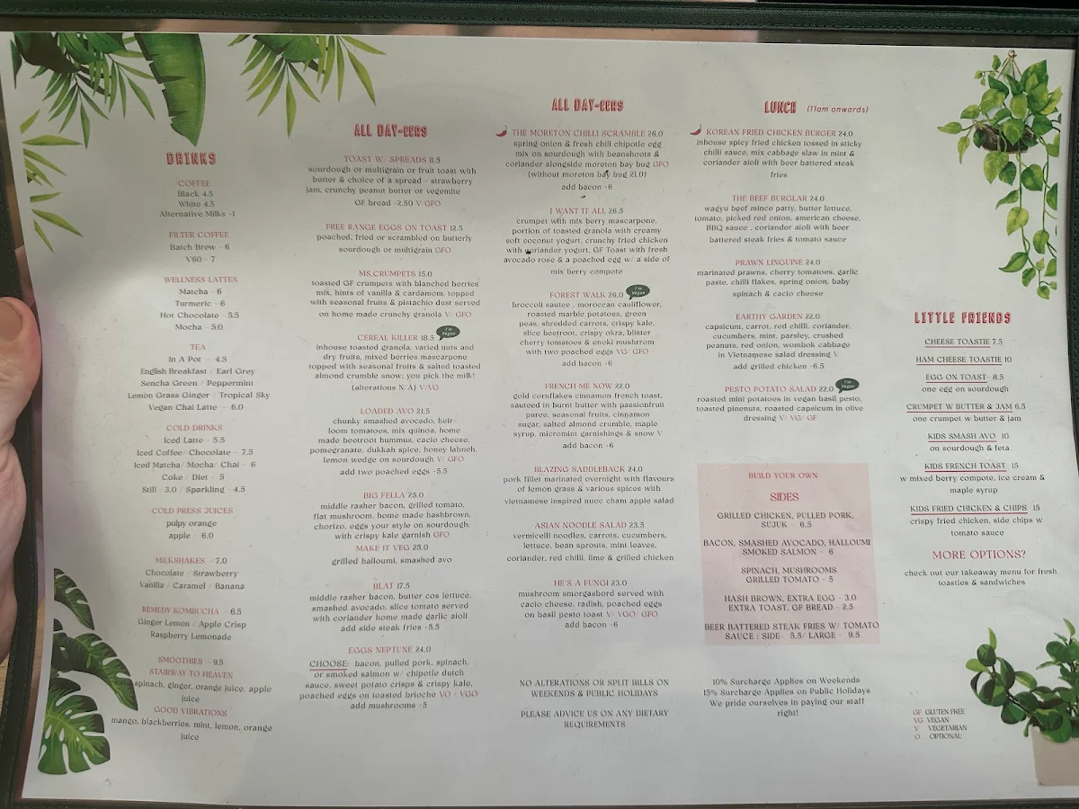 Menu, Café Mellow Fellow