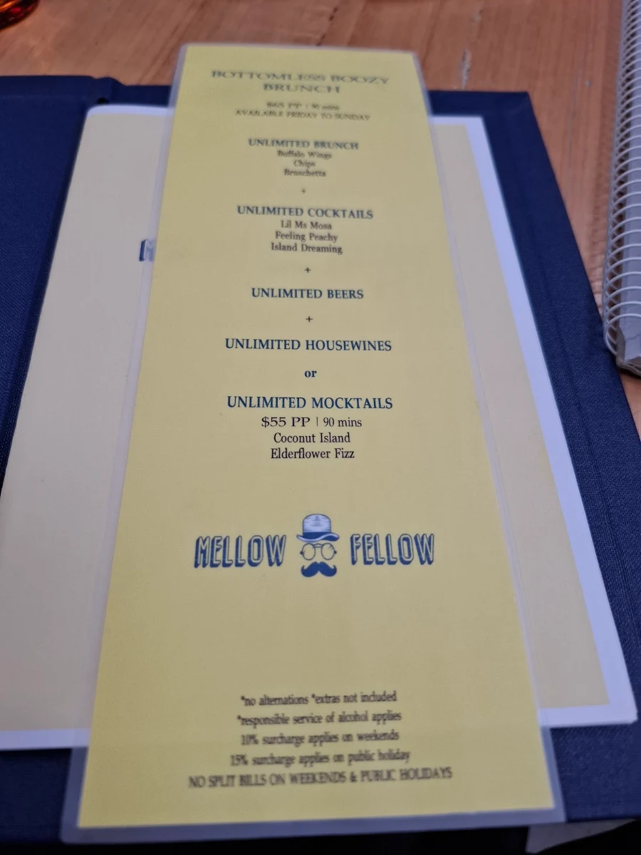 Menu, Café Mellow Fellow