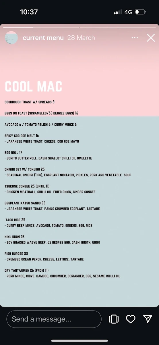 Menu, Cool Mac