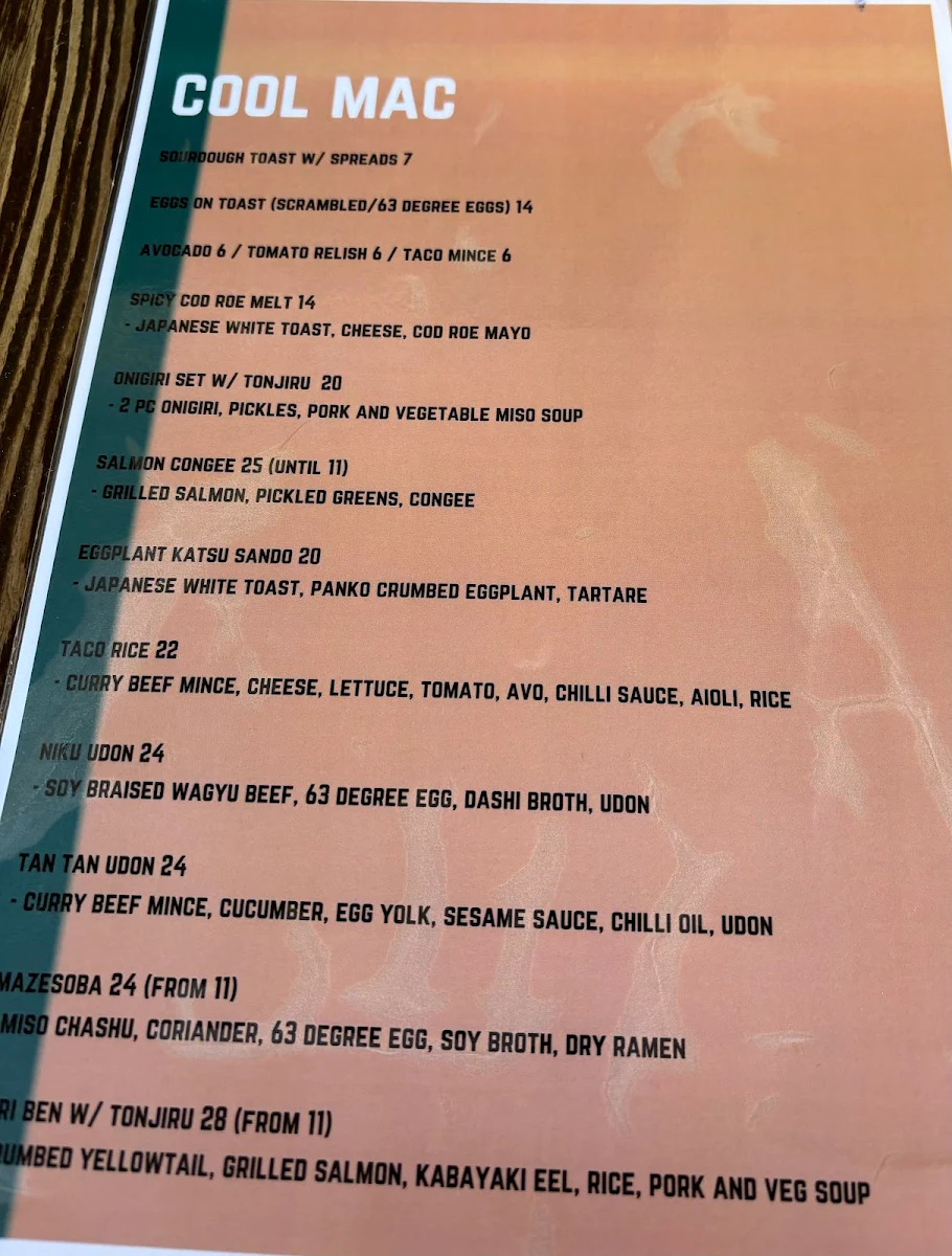 Menu, Cool Mac