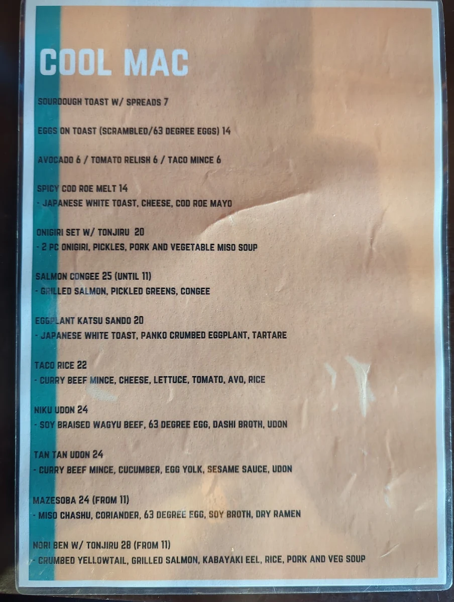 Menu, Cool Mac
