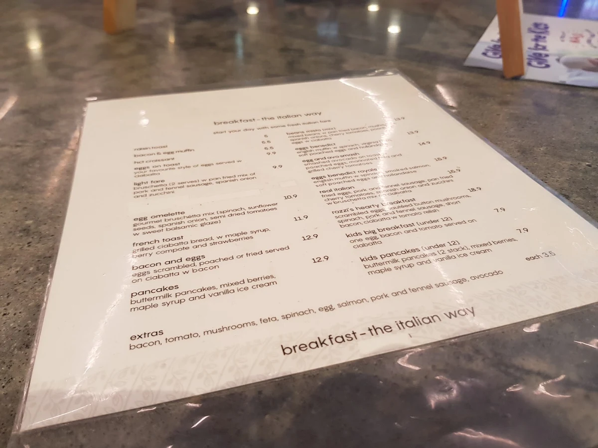 Menu, Rozzis Greensborough