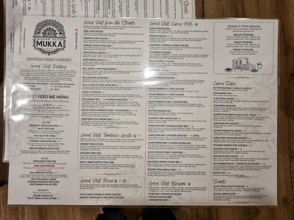Menu, Good Old Mukka
