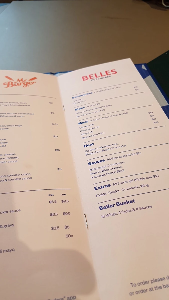 Menu, Hightail Bar