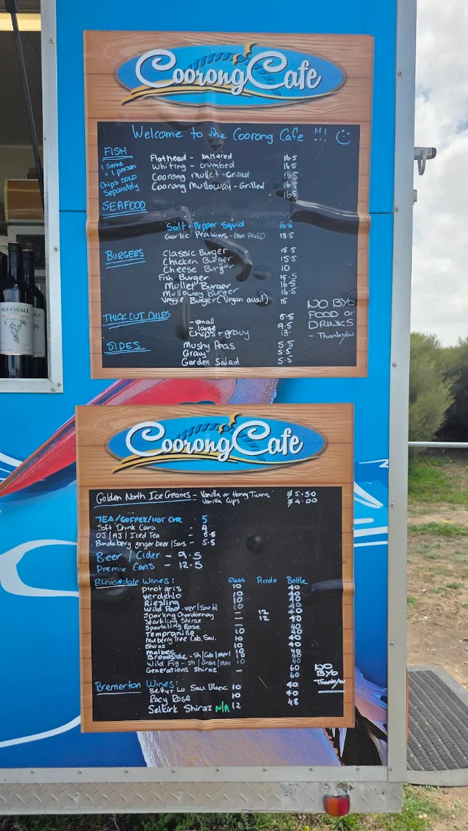 Menu, Coorong Cafe