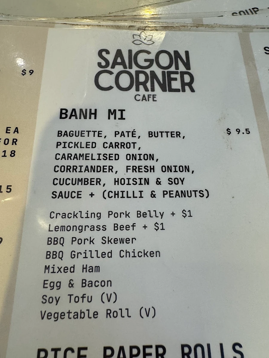 Menu, Saigon Corner Cafe (Northland)