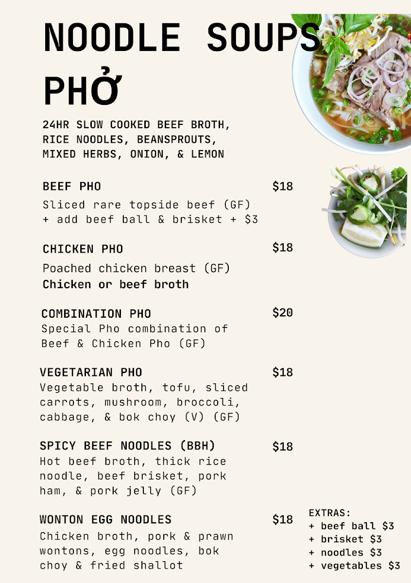 Menu, Saigon Corner Cafe (Northland)