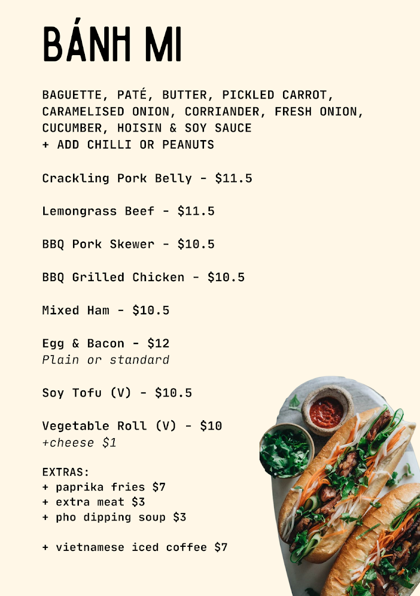 Menu, Saigon Corner Cafe (Northland)