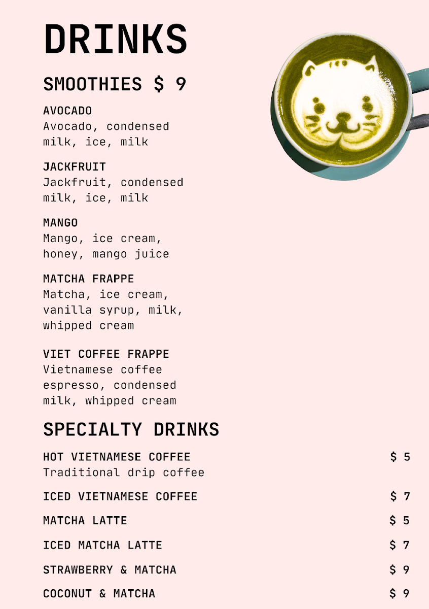Menu, Saigon Corner Cafe (Northland)