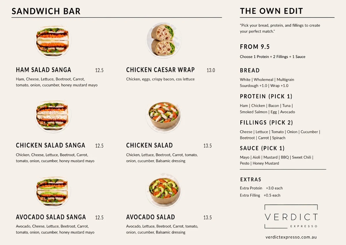 Menu, Verdict Expresso