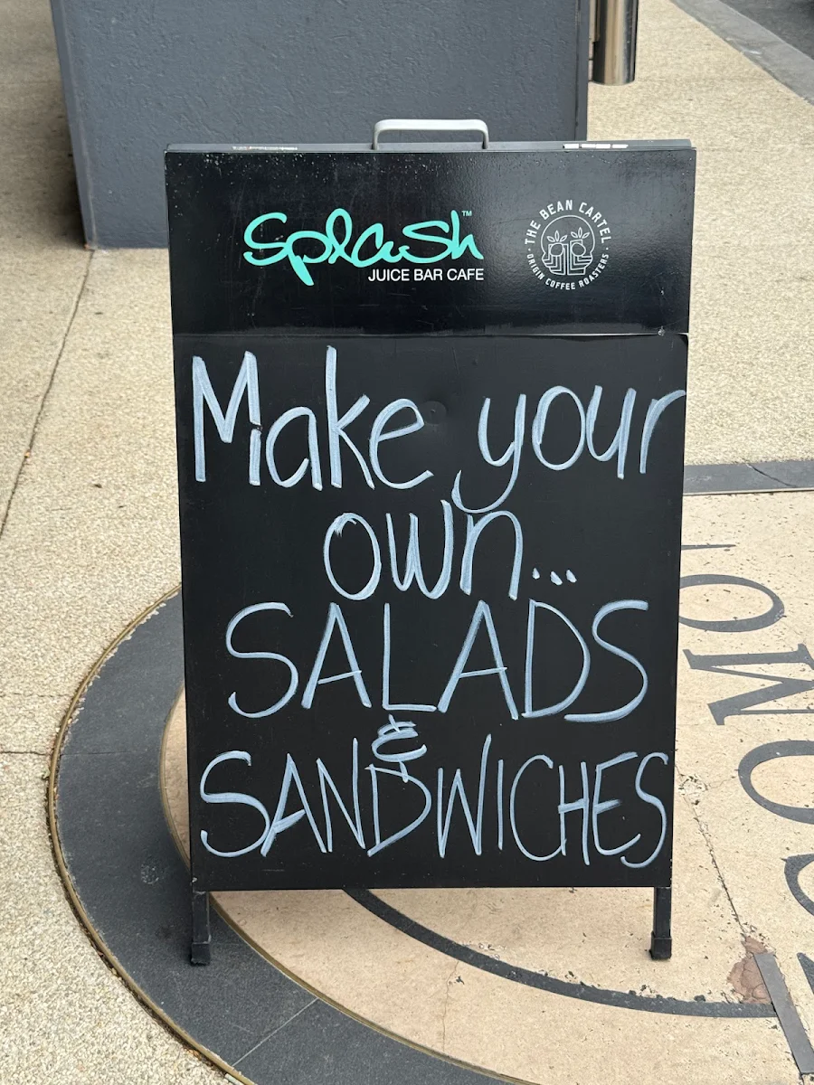 Menu, Splash Juice Bar Cafe
