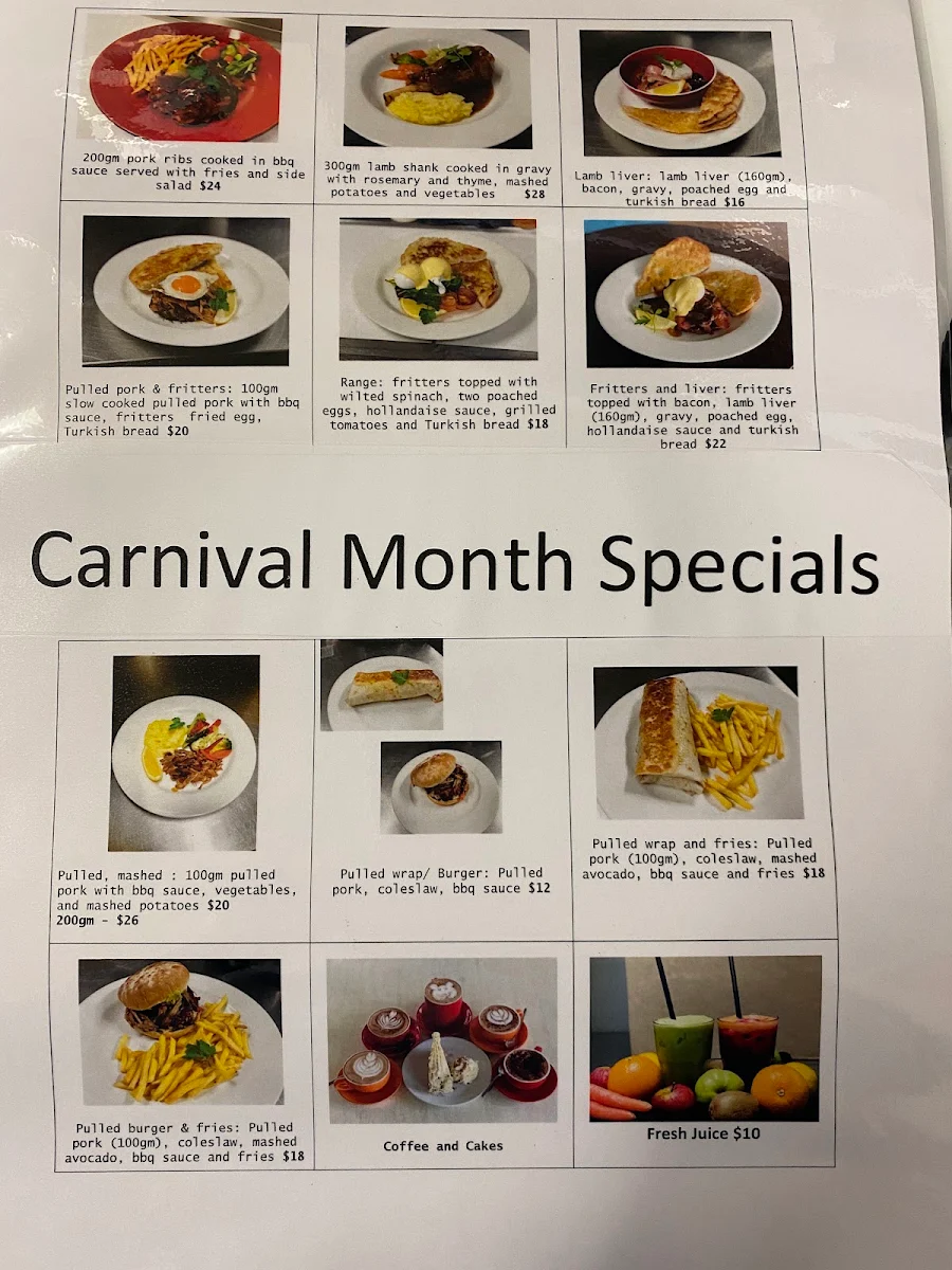 Menu, Aromas Cafe Toowoomba