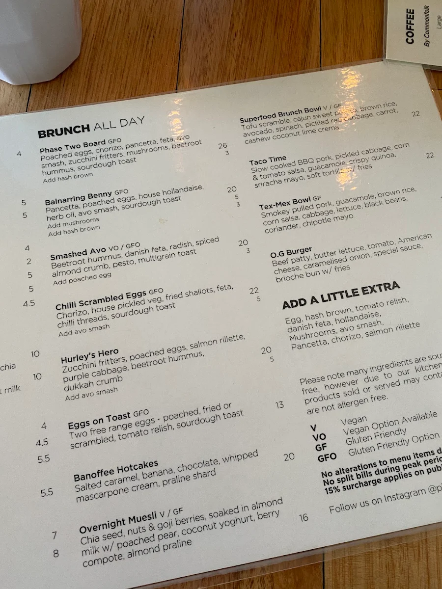 Menu, Phase Two
