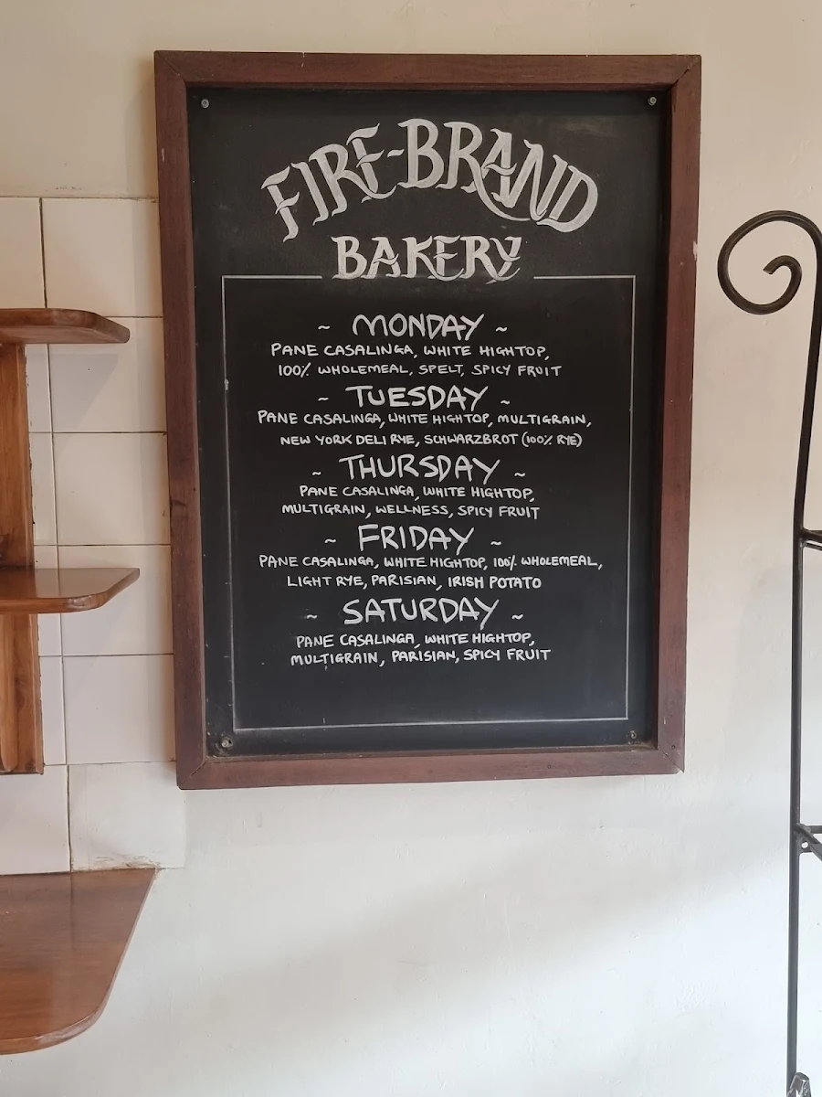 Menu, Firebrand Sourdough Bakery