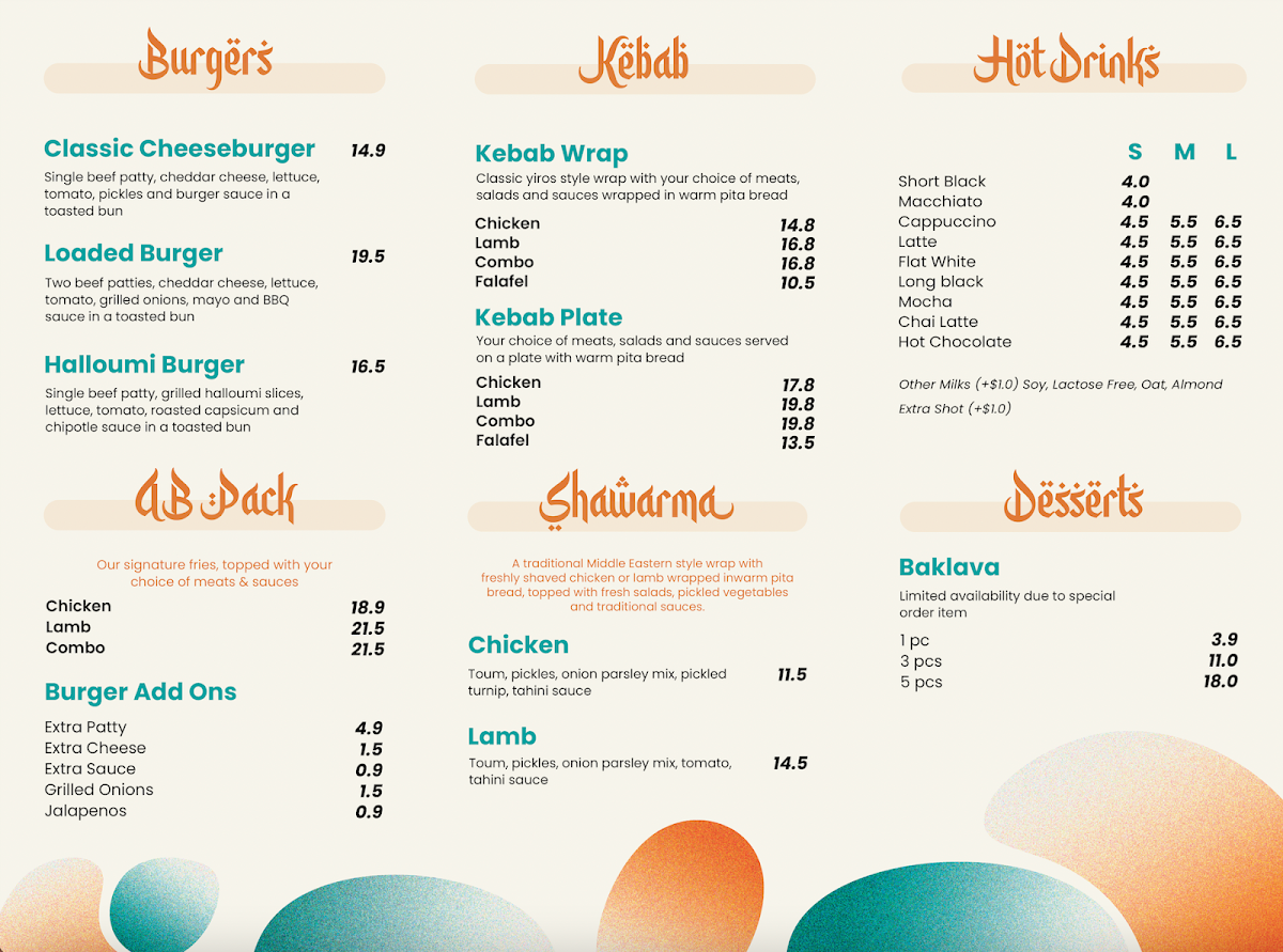 Menu, Sultan's Plate