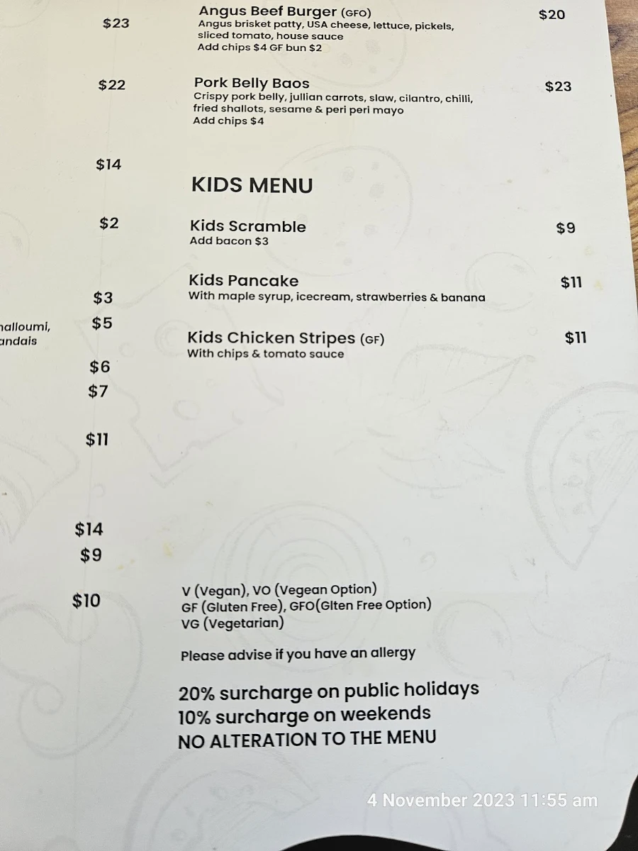 Menu, PU17 Rye