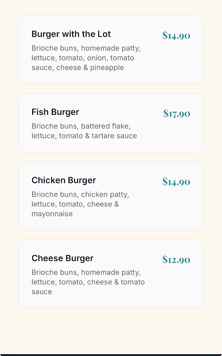 Menu, Derrimut Sea Catch Fish & Chips