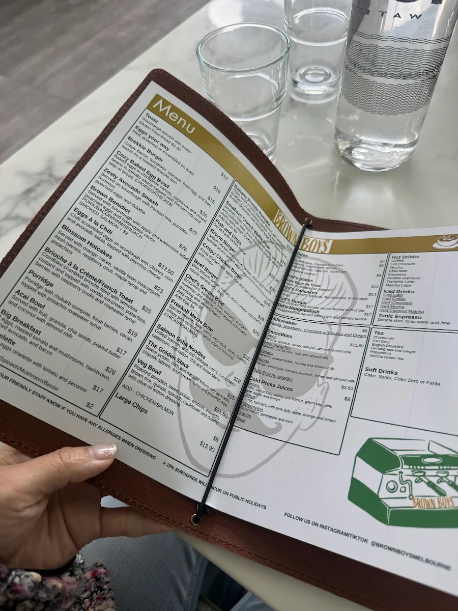 Menu, Brown Boys Cafe