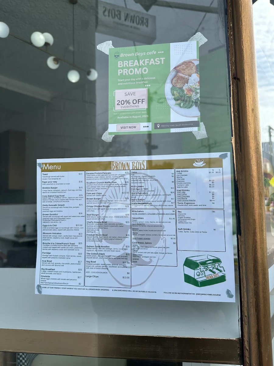Menu, Brown Boys Cafe