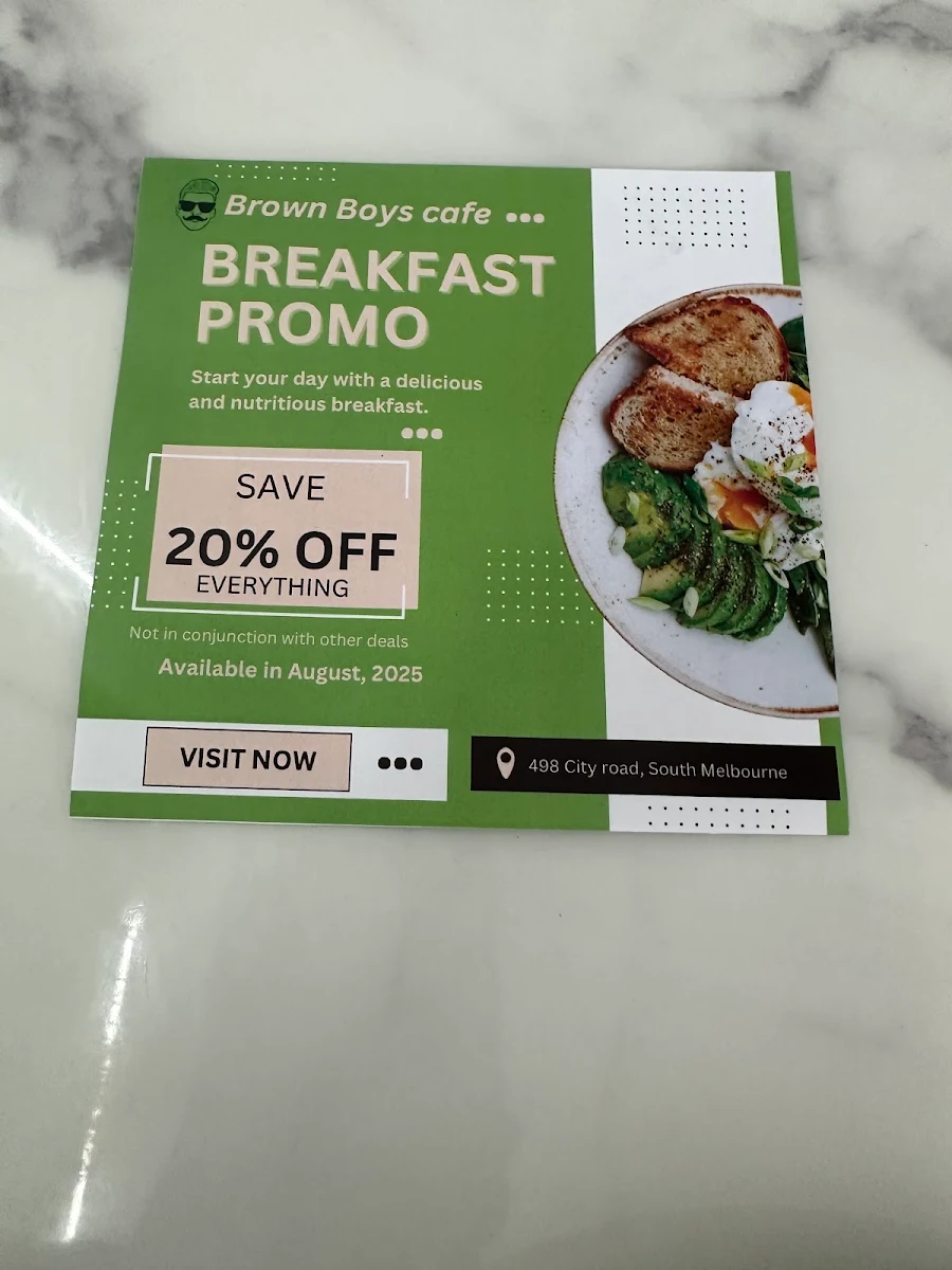 Menu, Brown Boys Cafe