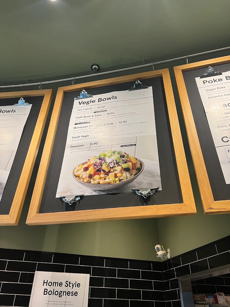 Menu, SpudBAR Werribee