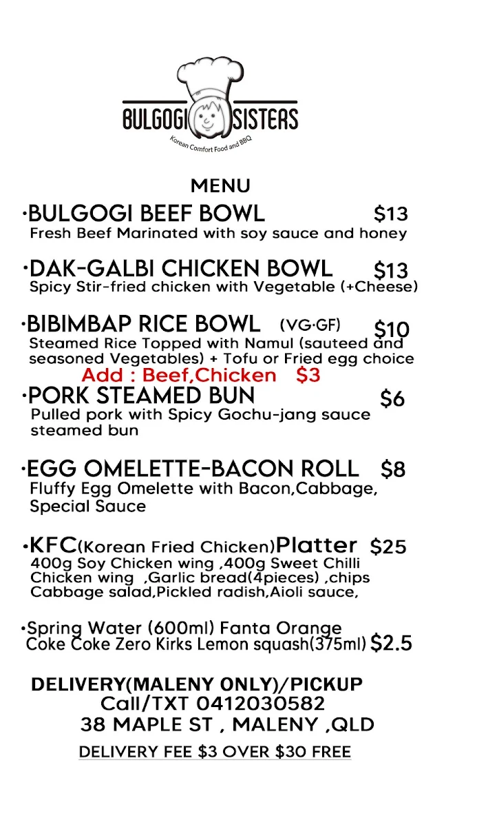 Menu, Bulgogi Sisters