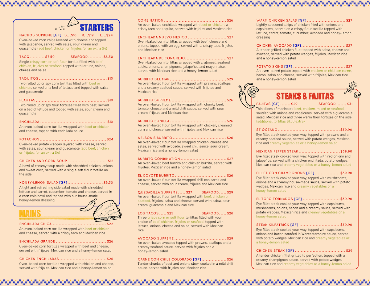 Menu, Amigo Mexican Restaurant