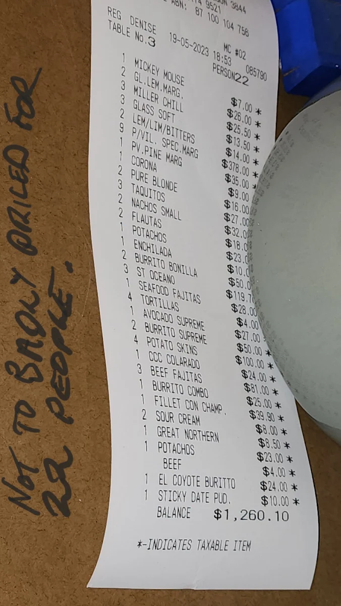 Menu, Amigo Mexican Restaurant
