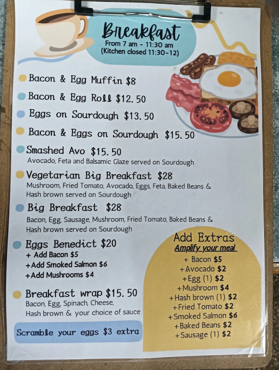 Menu, Yachtie Bar & Cafe
