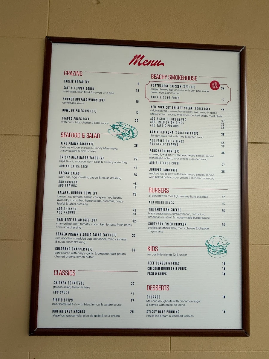 Menu, The Beach House