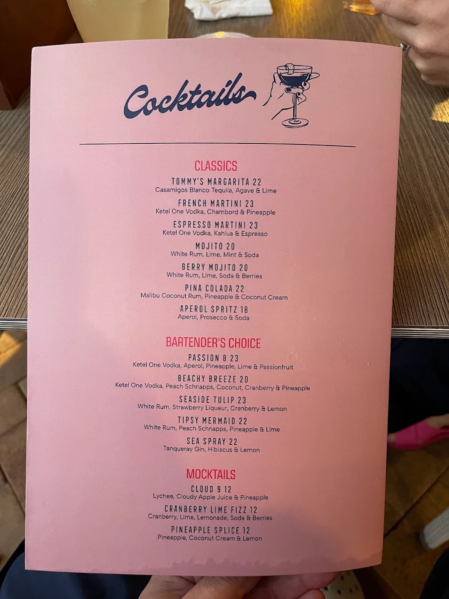 Menu, The Beach House