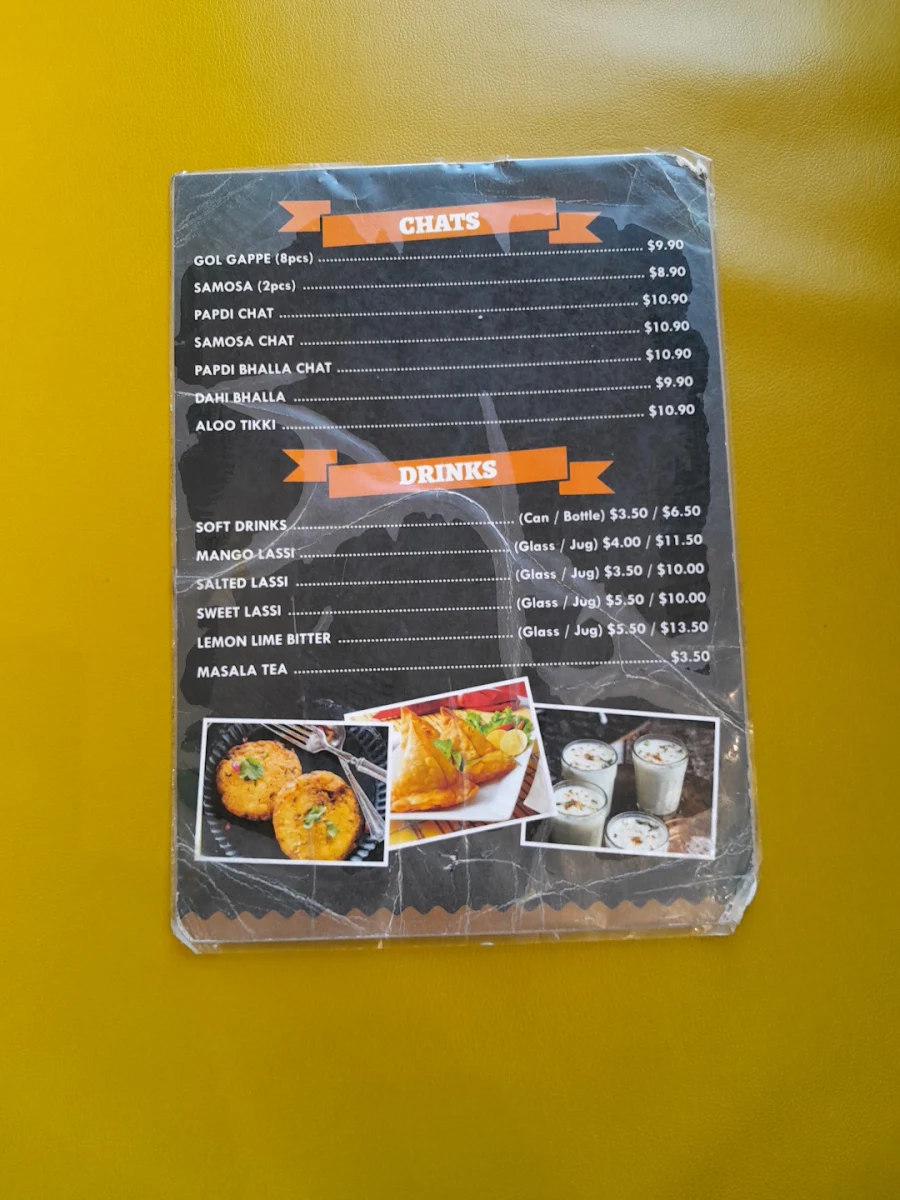 Menu, Indioz Kulcha and Thali Junction