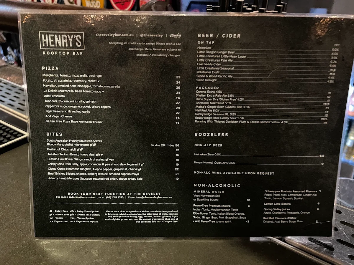Menu, The Reveley