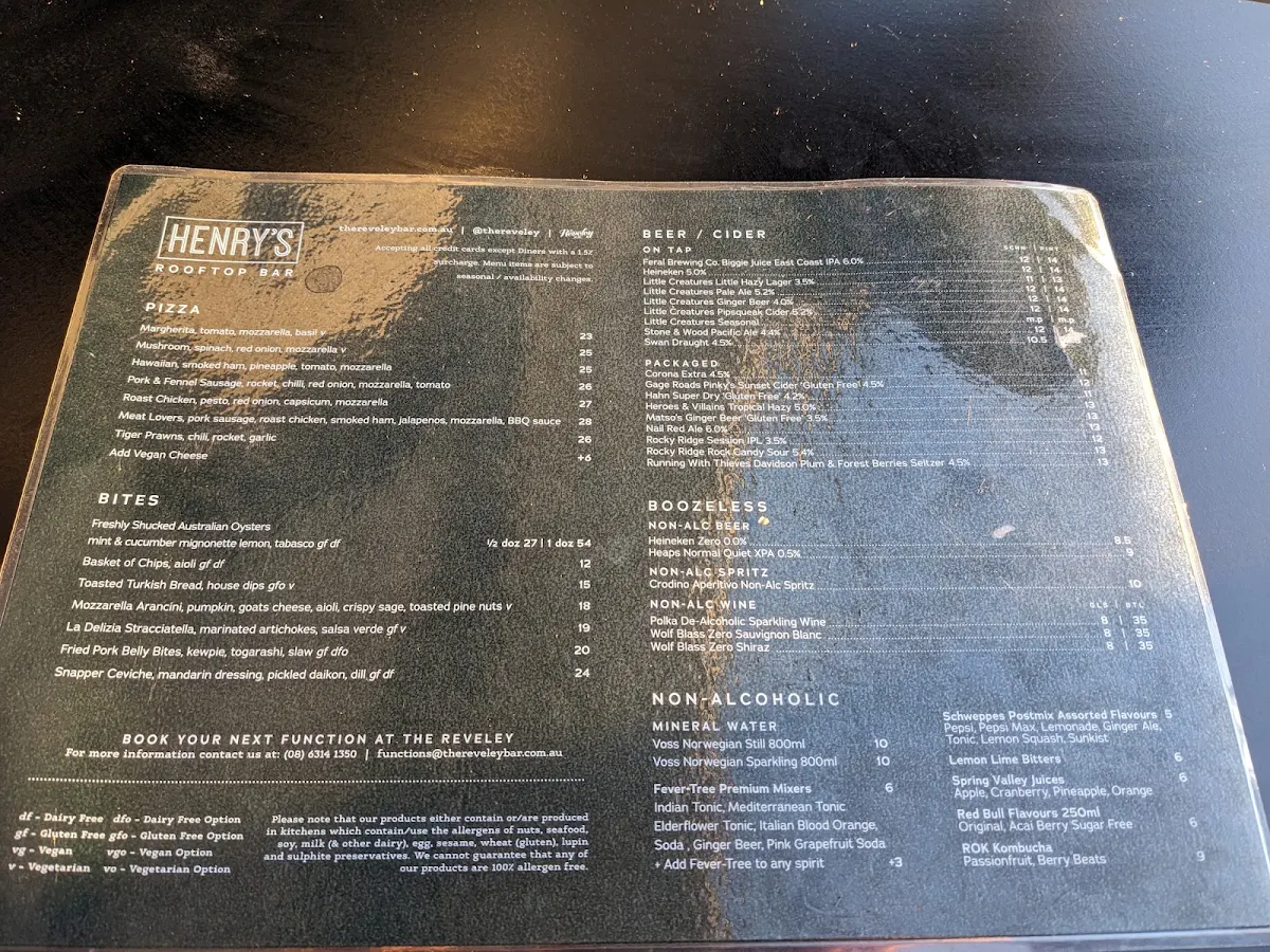 Menu, The Reveley